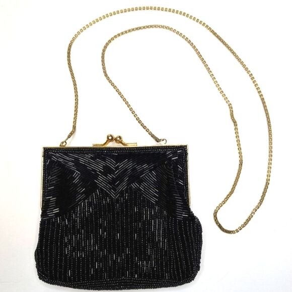 Black Beaded Evening Mini Bag Clutch - Picture 1 of 9